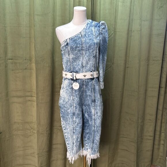 Retrofête One-Shoulder Denim romper, L - Picture 5 of 14